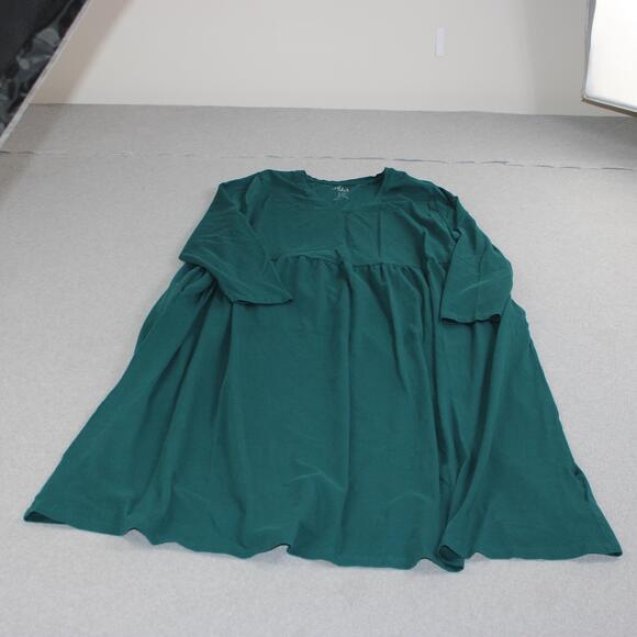 Ulla Popken Dresses & Skirts - Ulla Popken Dress Women 24/26 Green Jersey Midi 3/4 Sleeve Swing Pockets Long